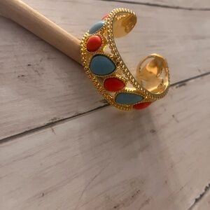 Lilly Pulitzer Gold Cuff Bracelet with orange and Blue Accents